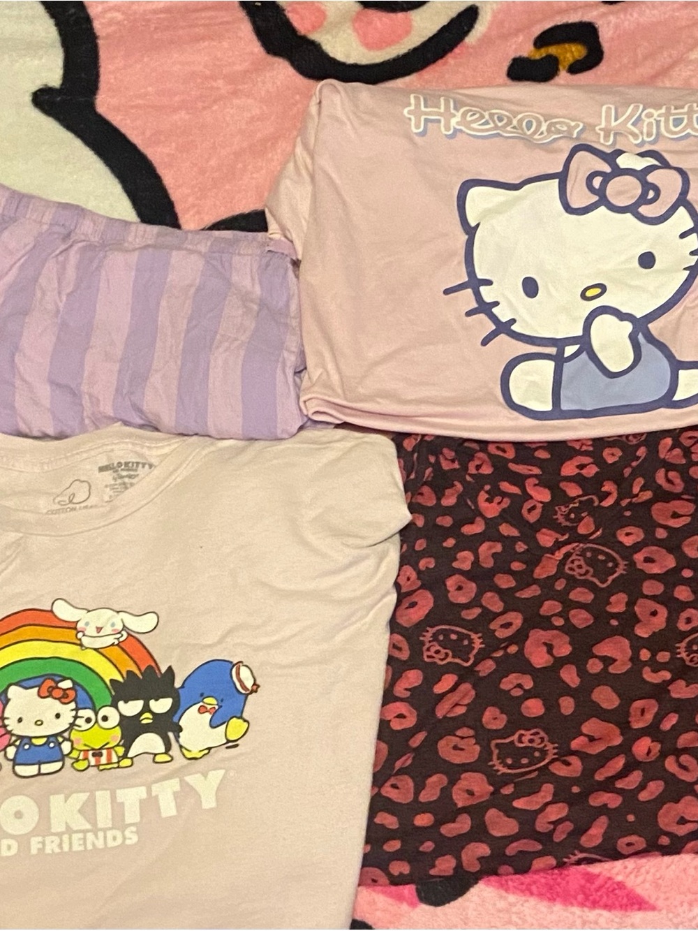 Hello Kitty Pink and Purple Ladies Sleep Top & Mix-Match Bottoms